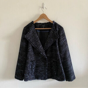 Talbots Navy and White Tweed Blazer